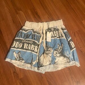 Jaded Gypsy Duo Rabbit Blue and White Women's Shorts L/XL